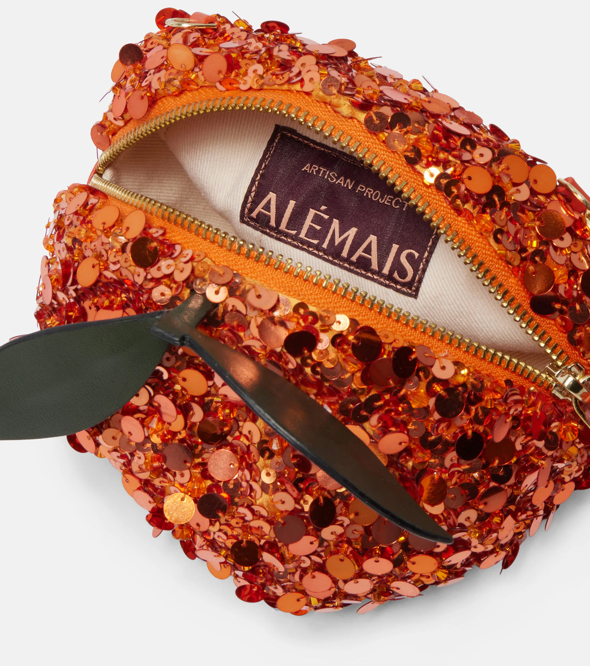 Alémais Orange Mini Sequined Crossbody Bag