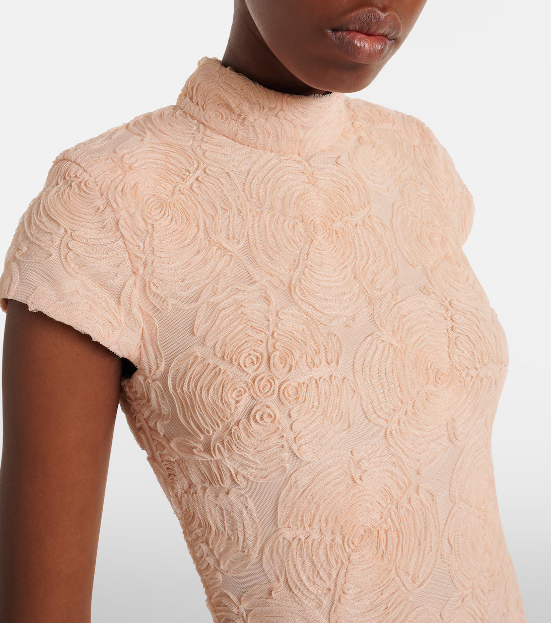 Rotate Floral Embroidered Tulle Maxi Dress