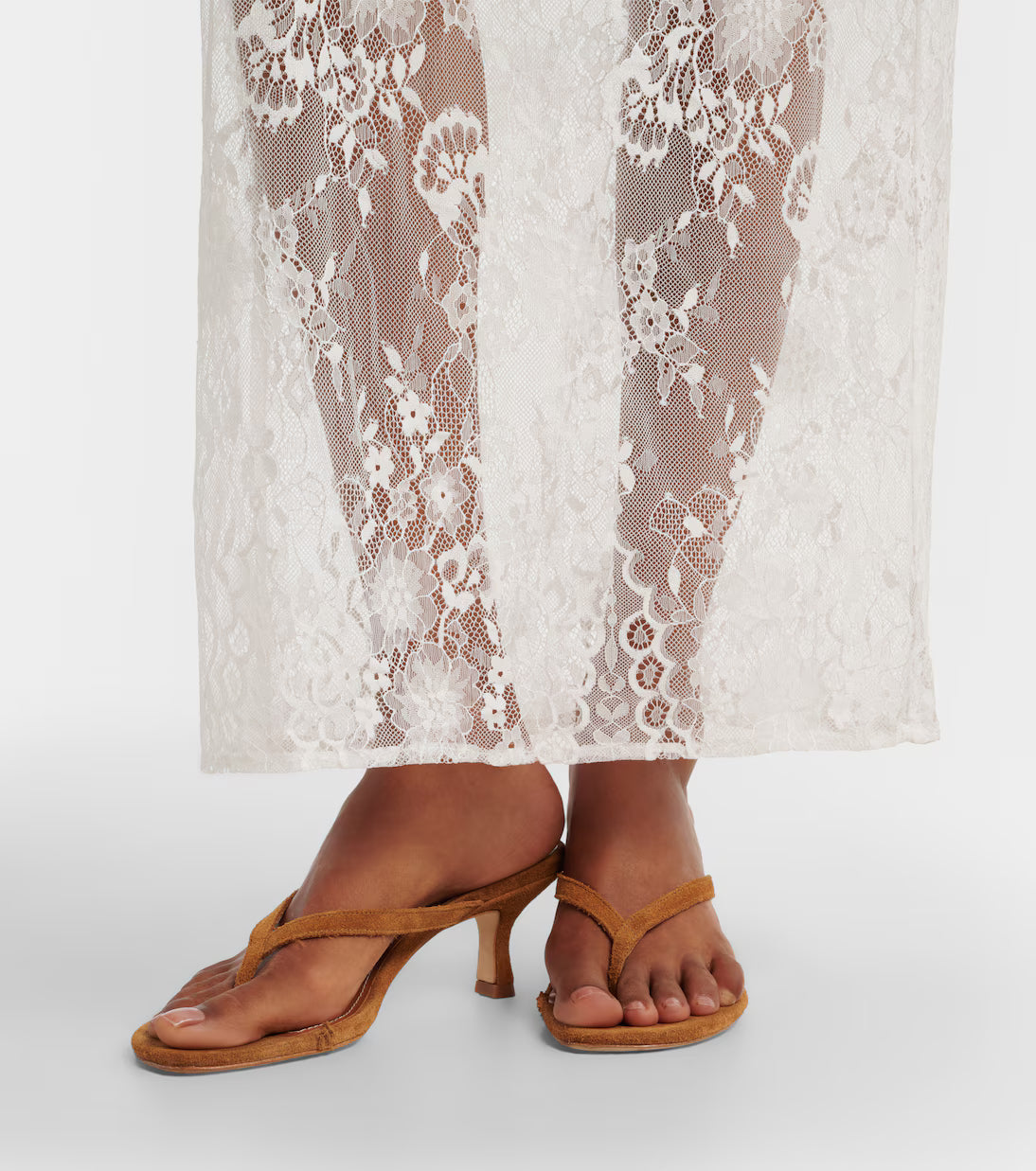 Aya Muse Eteri Bow-Detail Floral Lace Maxi Skirt