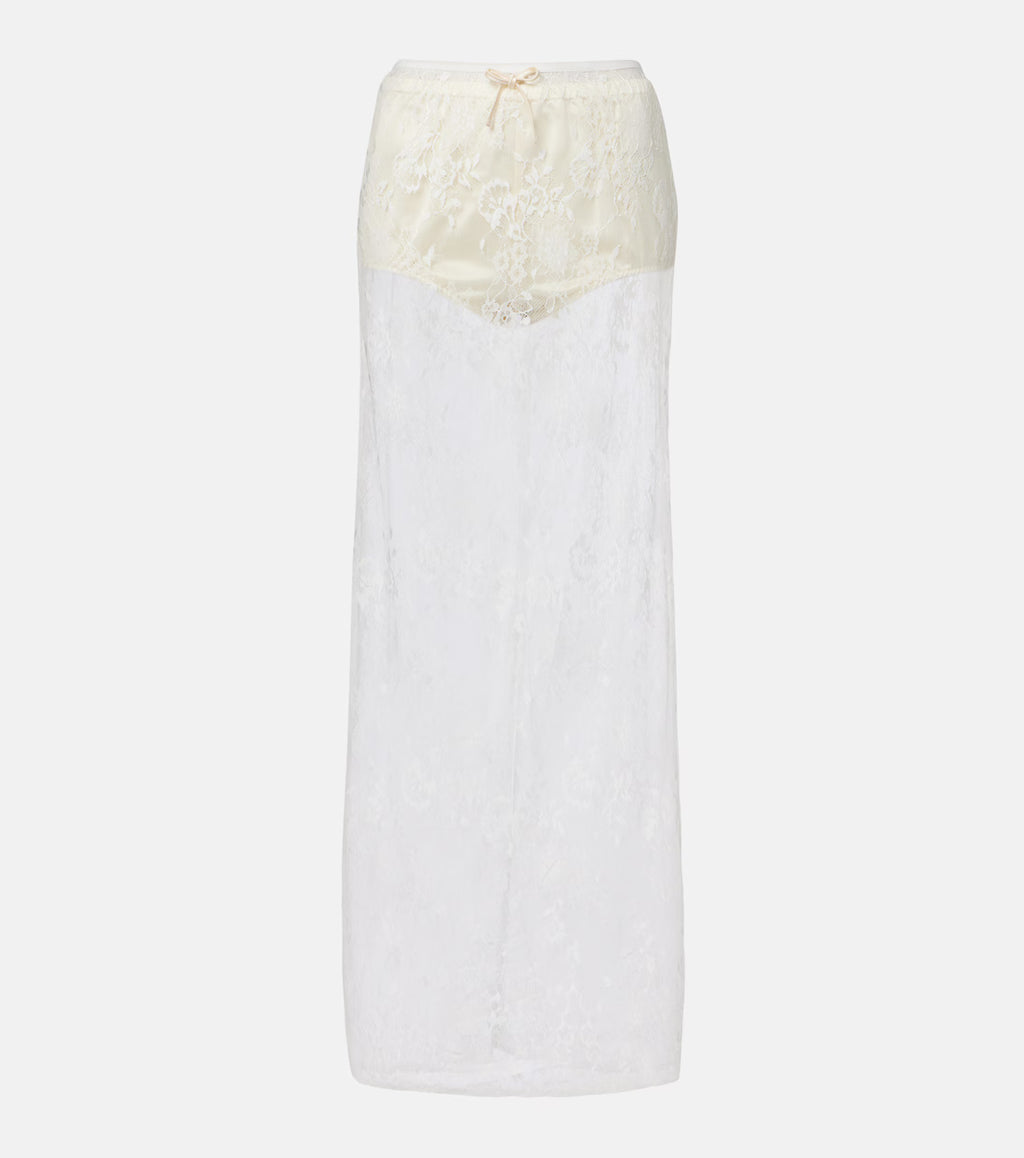 Aya Muse Eteri Bow-Detail Floral Lace Maxi Skirt